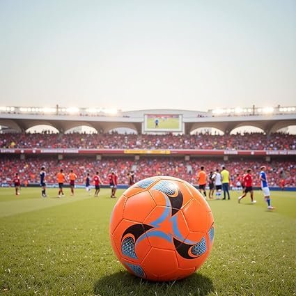Soccer Ball Size 5 Durable PVC Cover Bright Orange