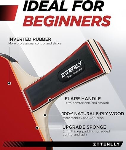 Ping Pong Paddles with Balls Better Control Sticky Inverted Rubber Table Tennis Paddles Set for Indoor Outdoor Games