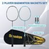 Senston N80 Badminton Rackets Set Full Carbon Fiber 5U Lightweight Racquets with AntiSlip Grip 2 Carry Bags OutdoorBackyard Sports for Adults Teens Family Games