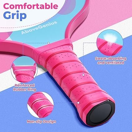 Pink Pickleball Paddles Set of 2 Cute Lightweight Fiberglass Surface